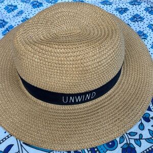 Rae Dunn Unwind Straw Hat with Black Band